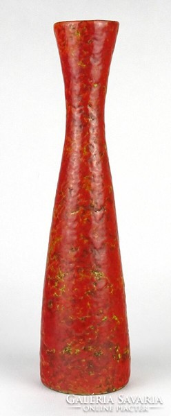 1N145 mid century orange glazed ceramic decorative vase 31.5 Cm