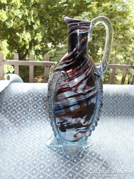 Cseh   többszínű üvegből kancsó -- szép kézműves  darab