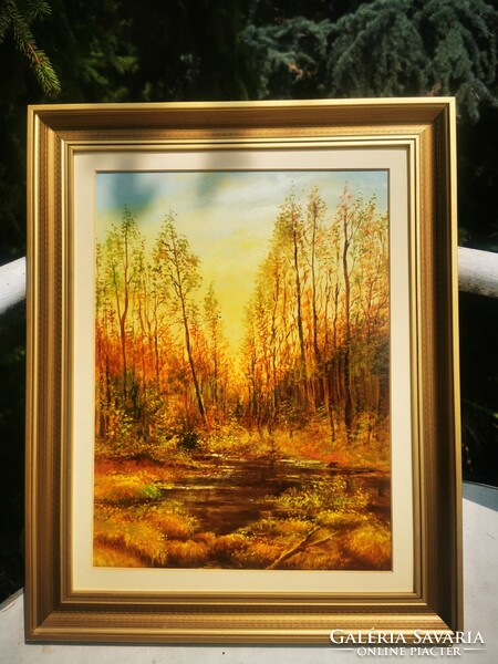Autumn landscape, oil painting