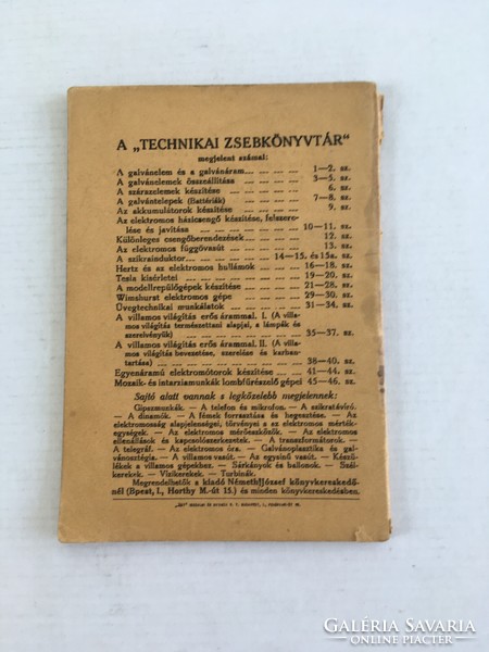 Milakovszky László: Egyenáramú elektromótorok készítése, Technikai Zsebkönyvtár, 41-44. szám