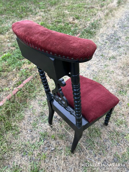 Antique upholstered kneeling prayer chair stool