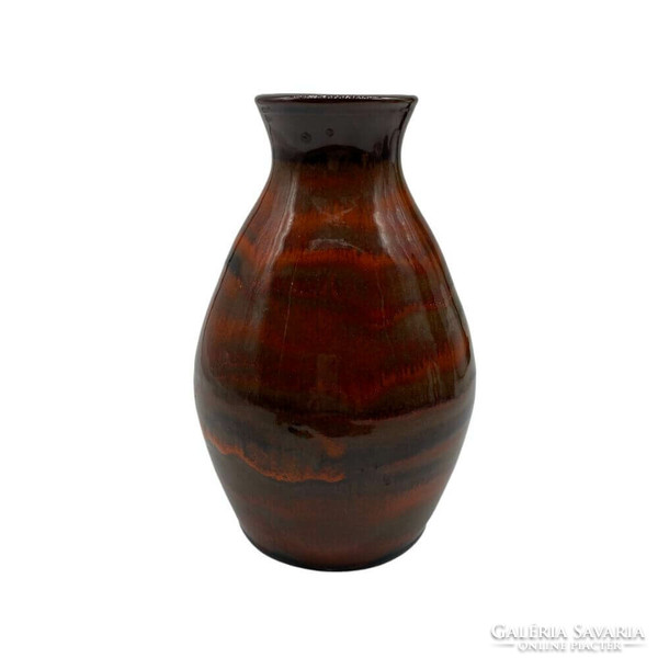 Kis iparművészeti narancs-okker váza  - M1414