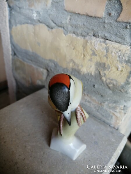 Kőbányai porcelain (drasche) wood handle / variegated woodpecker nipp