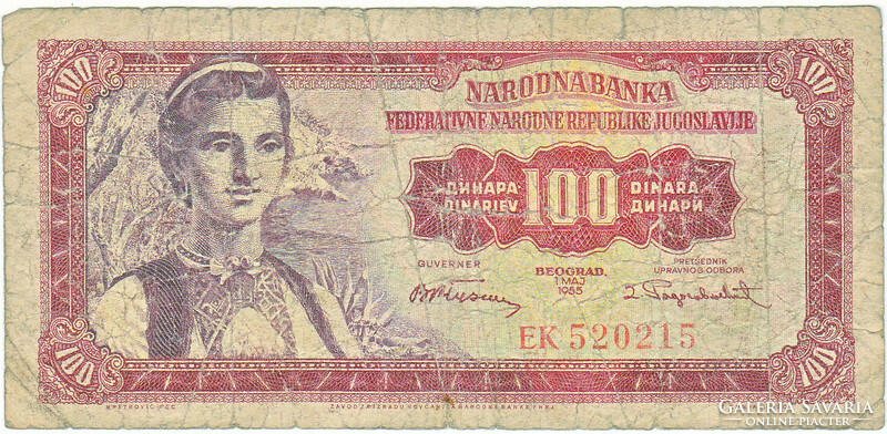 Jugoszlávia 100 dinár 1955 FA