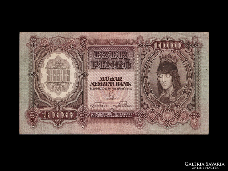 GYÖNYÖRŰ 1.000 PENGŐS - 1943 - Veszprémi sorozat egyedüli forgalomba is helyezett bankjegye!
