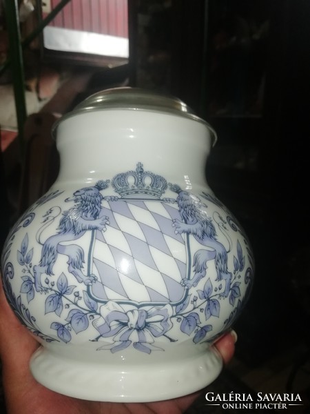 Red Cross porcelain German jug with tin lid 1