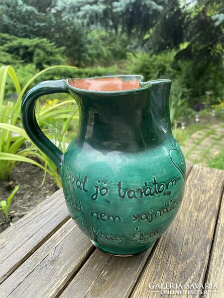 Inscribed wine jug _ Czótár Rező ceramic