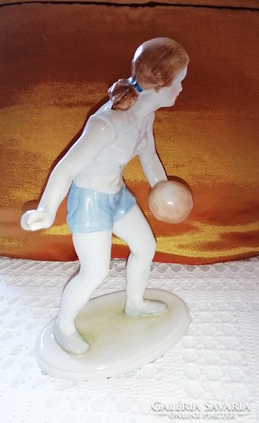 An extremely rare Köbány porcelain volleyball girl.