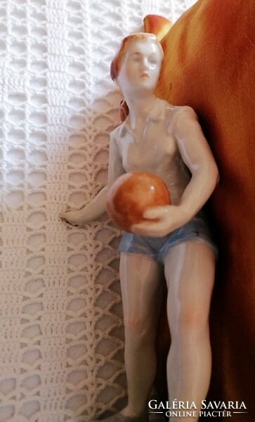 An extremely rare Köbány porcelain volleyball girl.