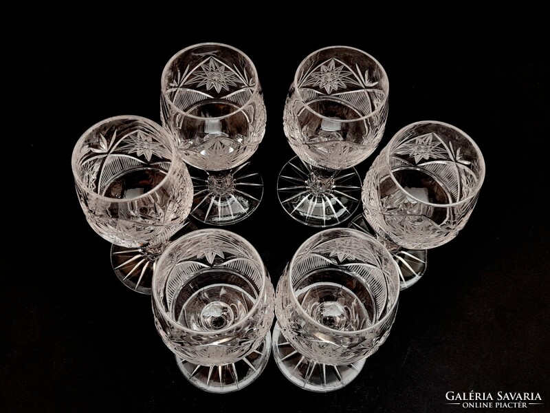 Short crystal drinking glasses, 6 pcs