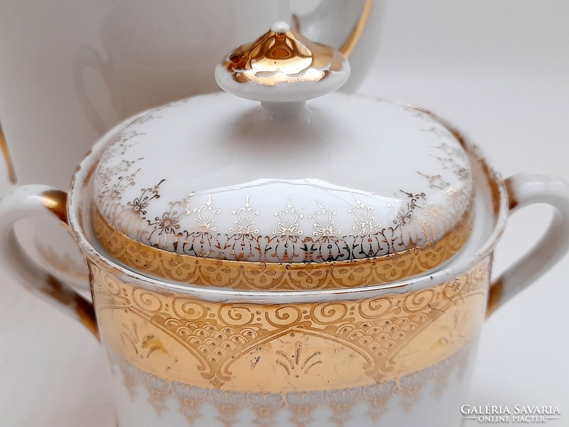 Mz austria richly gilded scene jug and sugar bowl