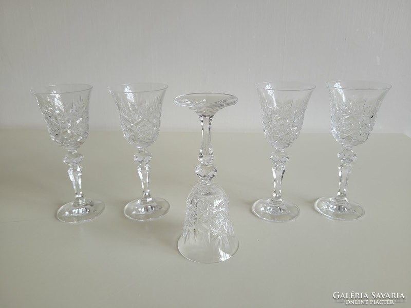 Retro bohemian crystal liqueur glass mid century 5 Czechoslovak stemmed glasses