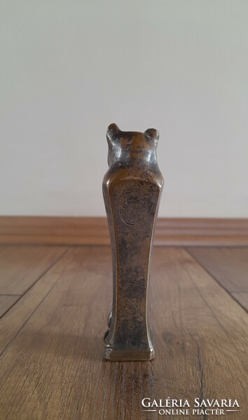 Antique pharaoh cat with a mouse bronze statue artificial ore foundry Budapest