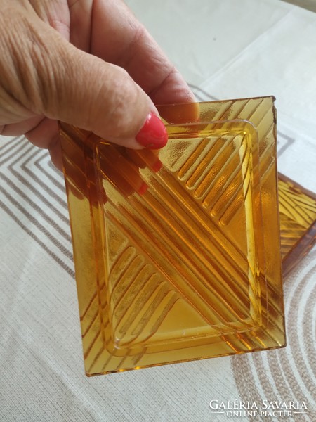 Amber glass card holder, bonbonier for sale!