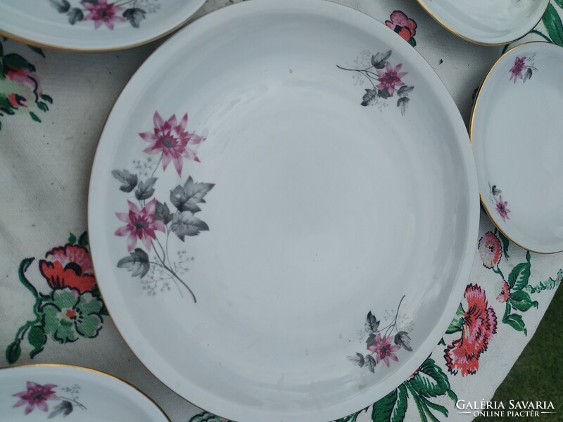 Alföldi porcelain cake set for sale! Bella style purple flower plates, display case condition!