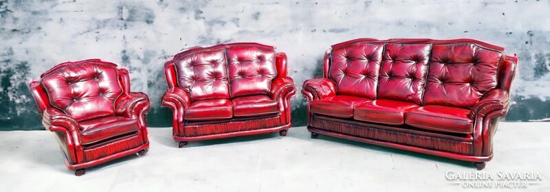 A721 beautiful original English chesterfield leather sofa set 3-2-1