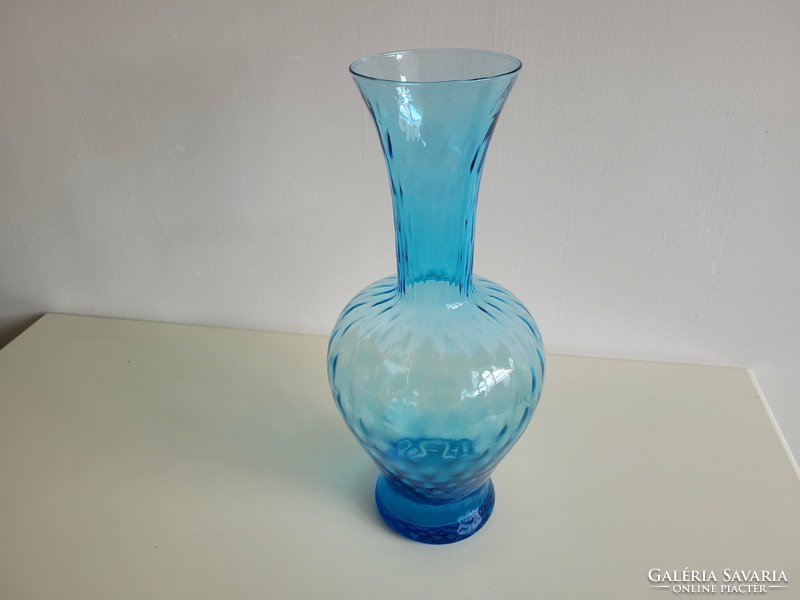 Retro large size 45.5 cm mid century blue glass vase old glass vase floor vase