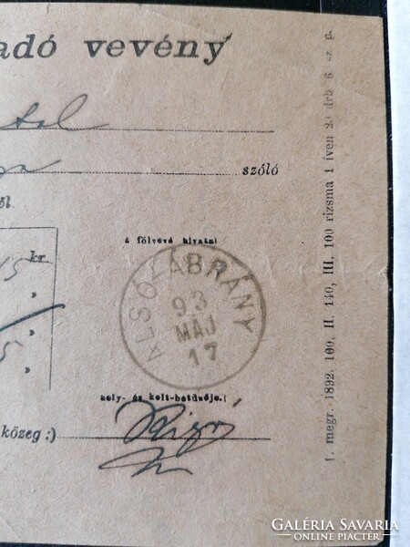 Postai föladó vevény 1893!