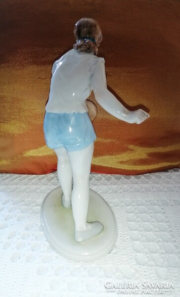 An extremely rare Köbány porcelain volleyball girl.