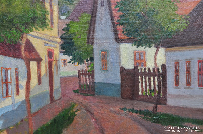 Attributed to Endre Frecskay (1875-1919): street view of the Alföld