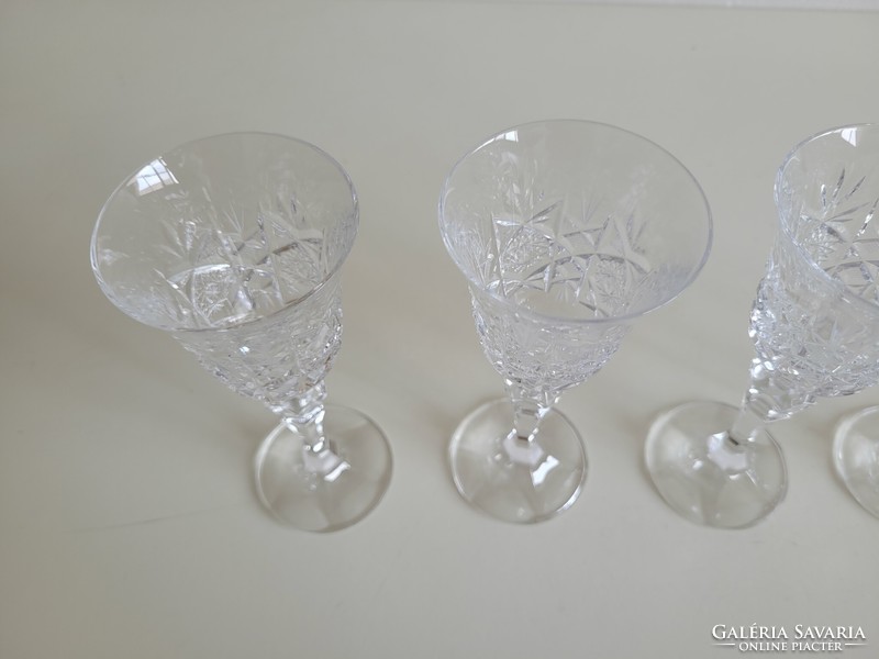 Retro bohemian crystal liqueur glass mid century 5 Czechoslovak stemmed glasses