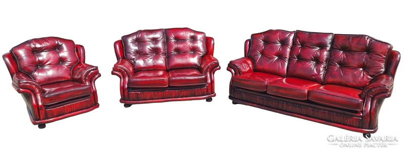A721 beautiful original English chesterfield leather sofa set 3-2-1