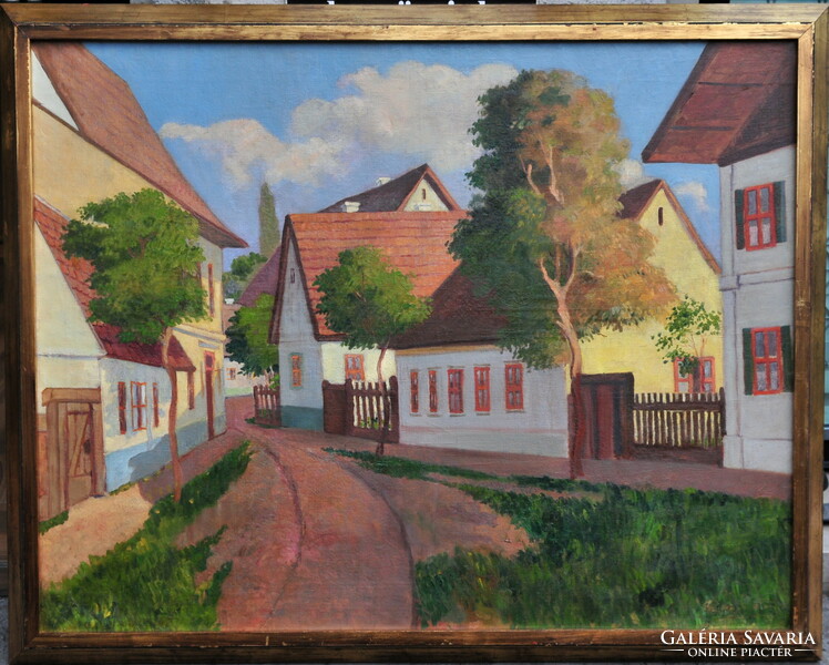 Attributed to Endre Frecskay (1875-1919): street view of the Alföld