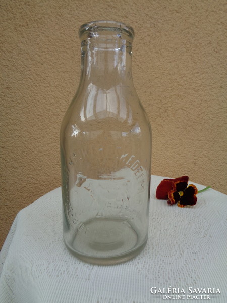 Antique milk bottle, half liter, united milk trade company. Budapest