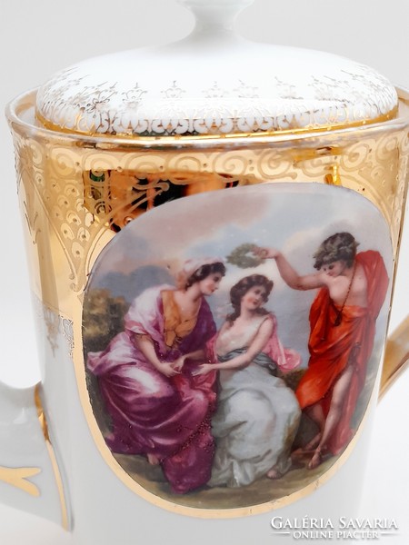 Mz austria richly gilded scene jug and sugar bowl