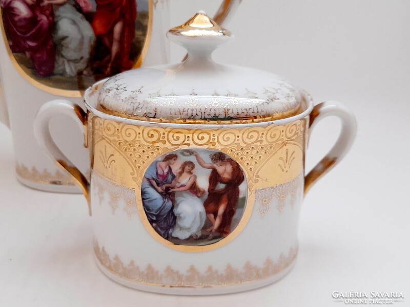 Mz austria richly gilded scene jug and sugar bowl