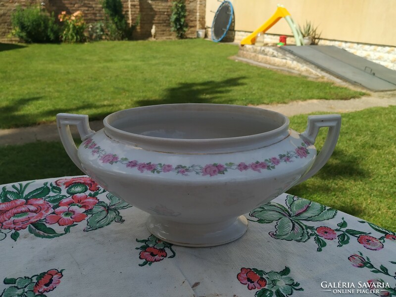 Antique ceramic bowl with pink edges for sale!