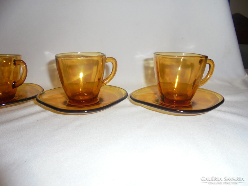 Art deco amber-colored six-person Jena coffee and mocha set