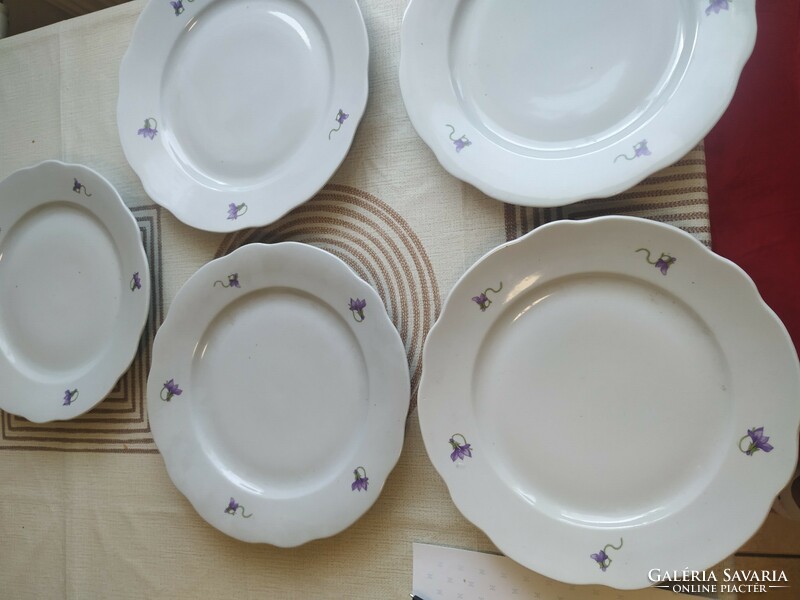 Zsolnay porcelain blue floral flat plate 5 pieces for sale!