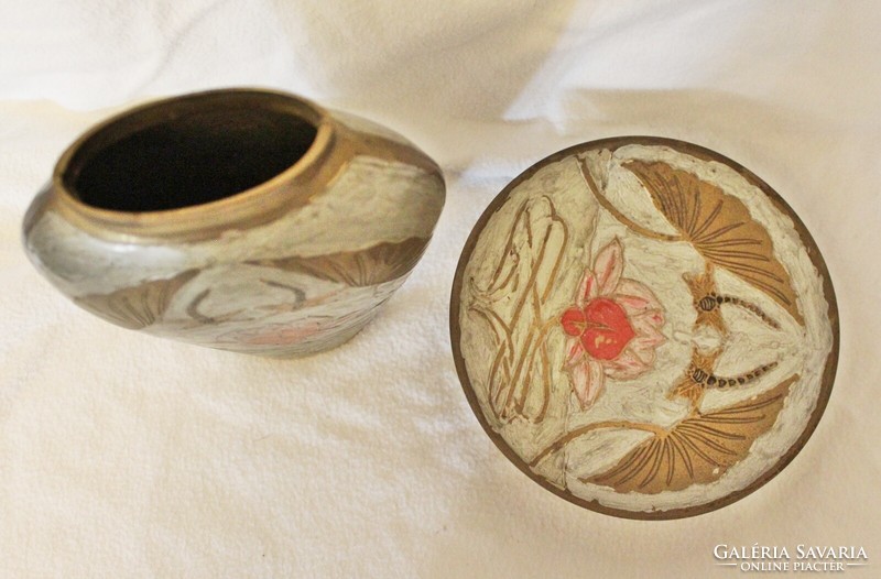 Copper fire enamel bowl and vase