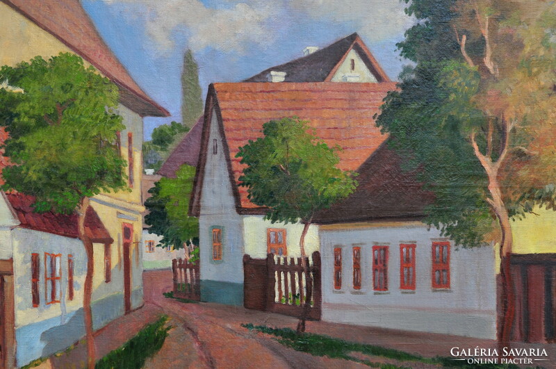 Attributed to Endre Frecskay (1875-1919): street view of the Alföld
