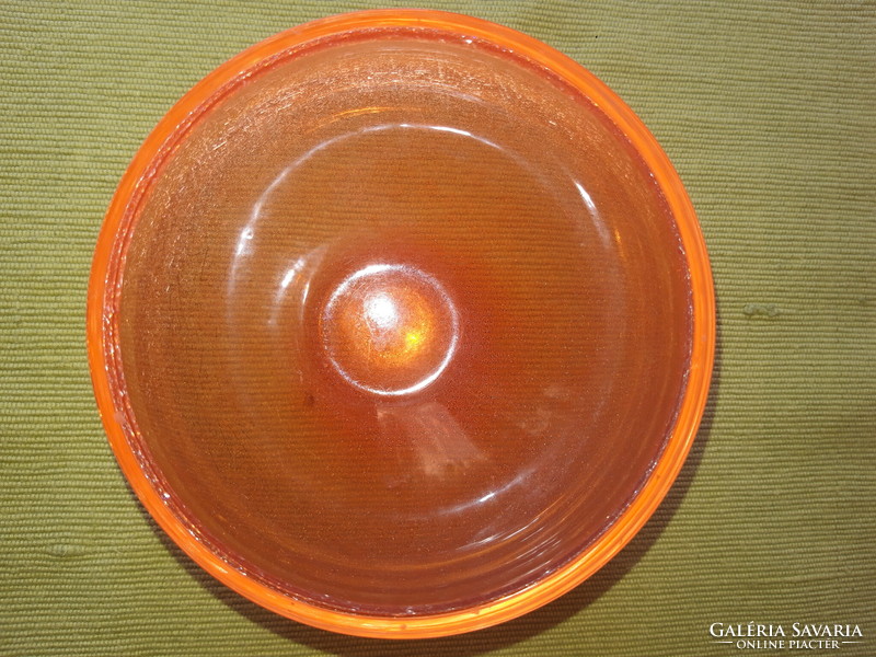 Orange cracked glass vase / bowl / serving bowl