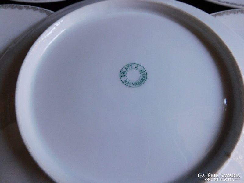 Oblatt julia porcelain plates with art nouveau violet pattern - 6 pieces