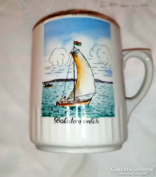 Old, rare, Zsolnay Balaton souvenir mug