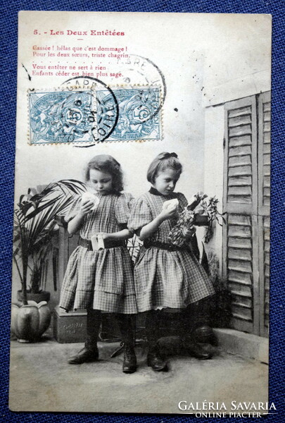 5 antique series photo postcards, the sad story of tearing apart a toy doll