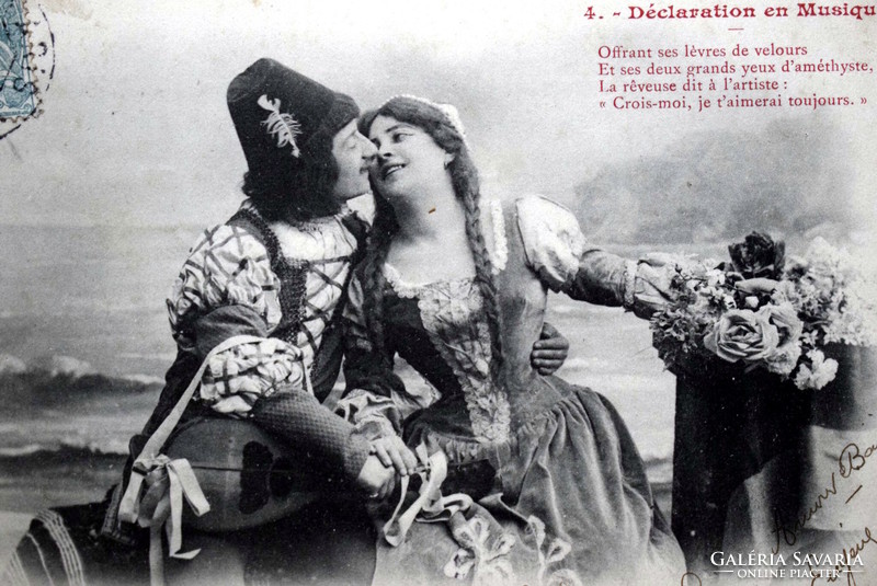 4db Antik sorozat fotó romantikus képeslap  udvarlás