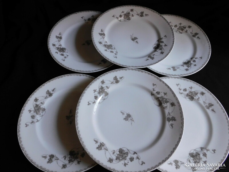 Oblatt julia porcelain plates with art nouveau violet pattern - 6 pieces