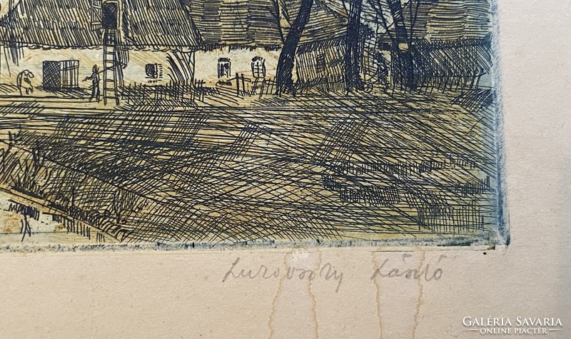 László Lukovszky (1922-1981) old trees marked copper etching, perhaps kazincbarcika