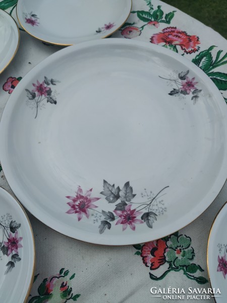 Alföldi porcelain cake set for sale! Bella style purple flower plates, display case condition!