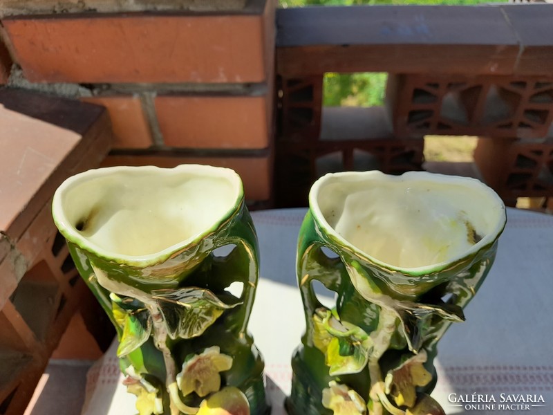 JOSEF STRNACT AUSTRIA SZECESSZIÓS MAJOLIKA DÍSZVÁZA PÁR