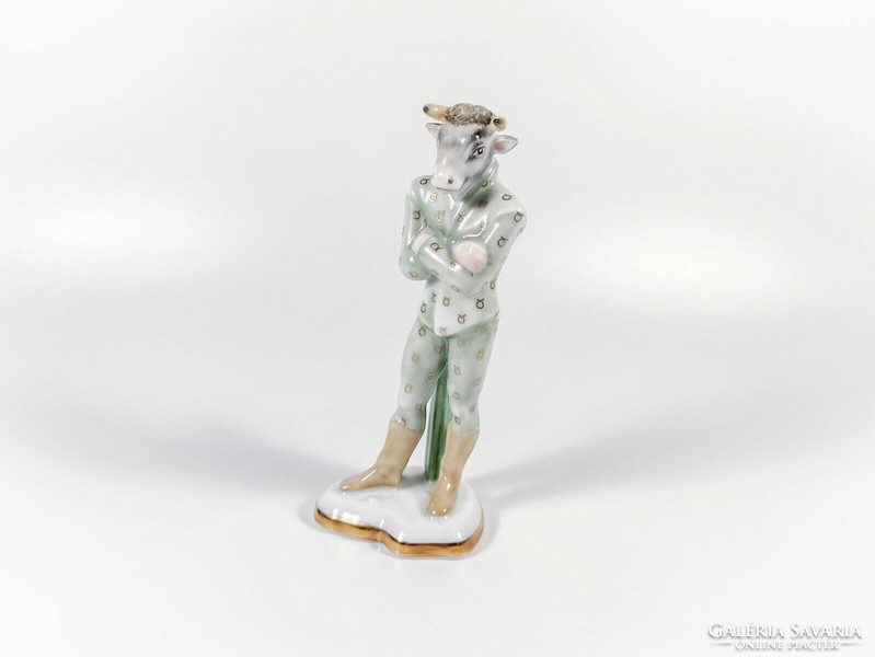 HERENDI, ZODIÁKUS CSILLAGJEGYEK SOROZAT, BIKA, TAURUS, KÉZZEL FESTETT PORCELÁN FIGURA (BT017)