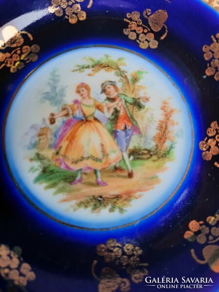 Antique scenic ilmenau blue-gold small bowl, plate /401/