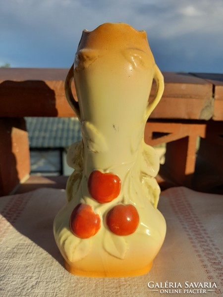 Antique art nouveau porcelain cherry vase