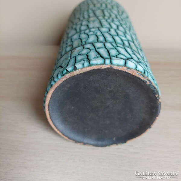 Hódmezővásárhely ceramic vase with cracked glaze