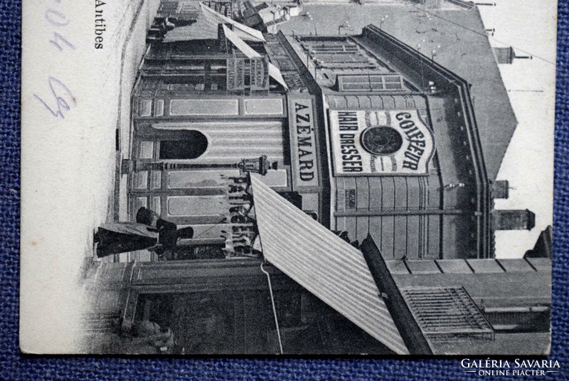 Cannes -rue d'antibes - antique French city photo postcard, advertisement, company stamp 1904