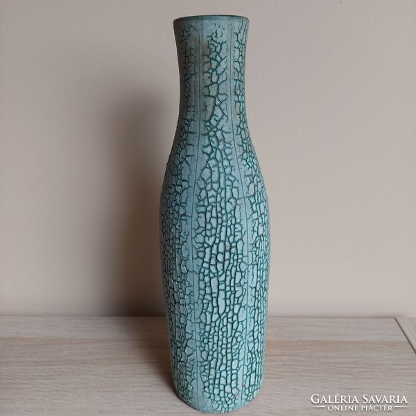 Cracked glazed ceramic vase